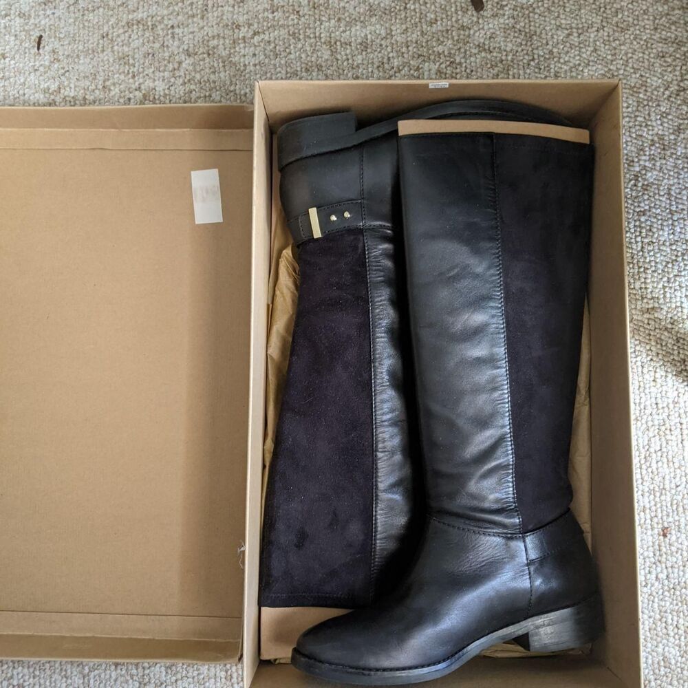 Cole Haan Women's Black Boots Tall Adler Riding Leather Size 7
